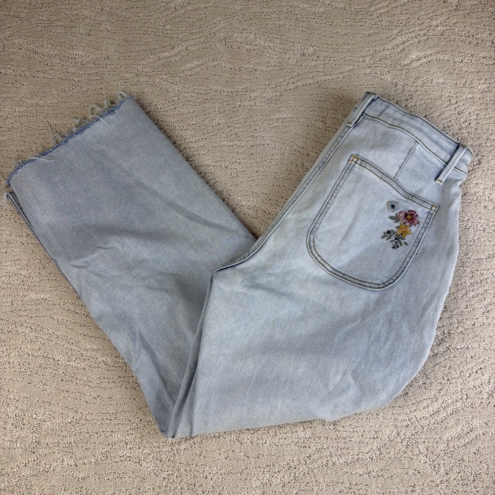 Women's Driftwood Size 10 Taylor Wide Leg Embroidered High Rise Jeans Boho